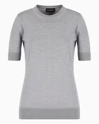 Emporio Armani OFFICIAL STORE Maglia A Maniche Corte In Pura Lana Vergine Rasata Grigio