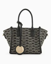 Emporio Armani OFFICIAL STORE Shopper Piccola Stampa Monogram All Over Nero