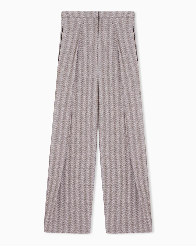 Emporio Armani Pantaloni in maglia di jersey jacquard con disegno onde a rilievo Beige