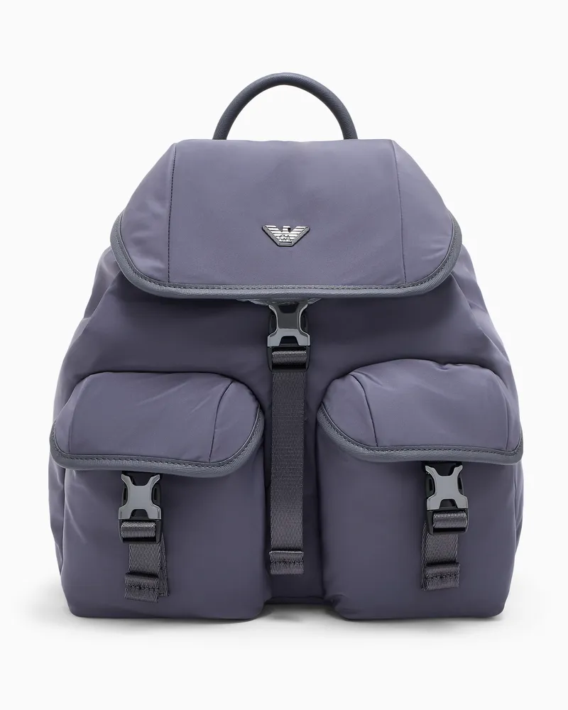 Emporio Armani Zaino con patta e tasche frontali con fibbie Grigio