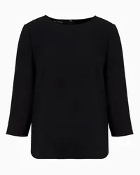 Emporio Armani OFFICIAL STORE Blusa In Envers Satin Con Maniche 3/4 Nero