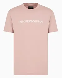 Emporio Armani OFFICIAL STORE T-shirt In Jersey Pima Con Stampa Logo Rosa