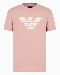 Emporio Armani OFFICIAL STORE T-shirt In Jersey Pima Con Stampa Logo Rosa