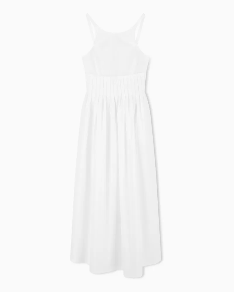 Emporio Armani Abito lungo con motivo punto smock in popeline Bianco