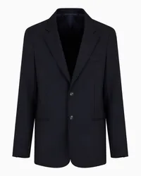 Emporio Armani OFFICIAL STORE Blazer Monopetto In Misto Lana Vergine Blu