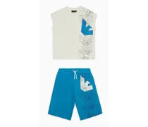 OFFICIAL STORE Completo T-shirt E Bermuda Over Fit In Jersey Heavy Con Stampa Maxi Aquile Ea Crew