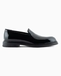 Emporio Armani OFFICIAL STORE Mocassini Slipper In Pelle Verniciata Nero