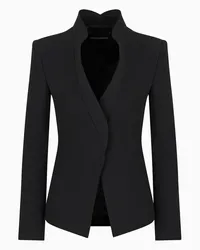 Emporio Armani OFFICIAL STORE Giacca In Cady Crepe Con Profili Sagomati Effetto Rouches Nero