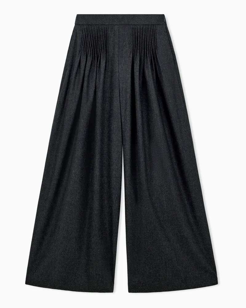 Emporio Armani Pantaloni over in flanella di lana e cashmere con pinces Grigio