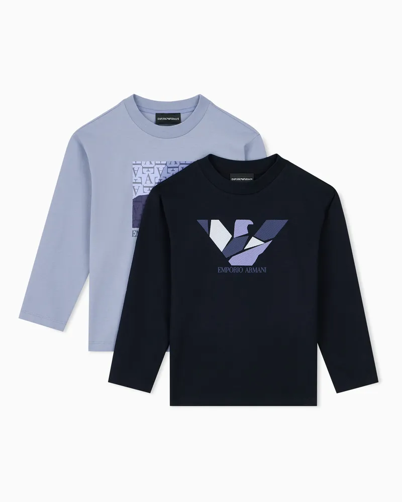 Emporio Armani Set di t-shirt a maniche lunghe in jersey di cotone Multicolore