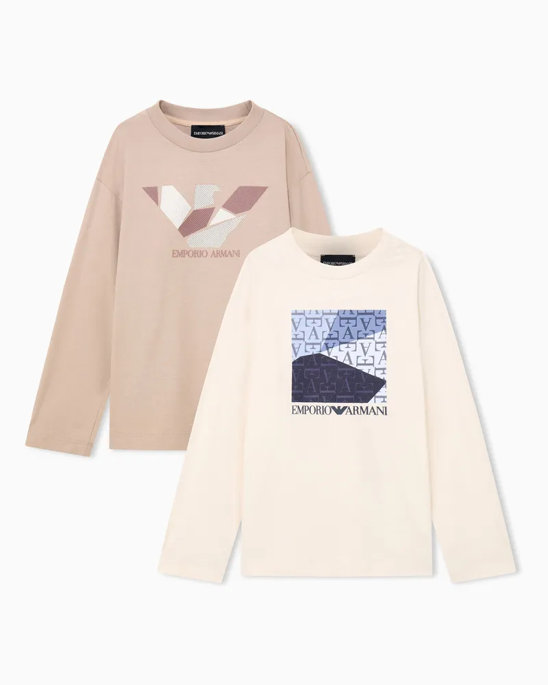 Emporio Armani Set di t-shirt a maniche lunghe in jersey di cotone Multicolore