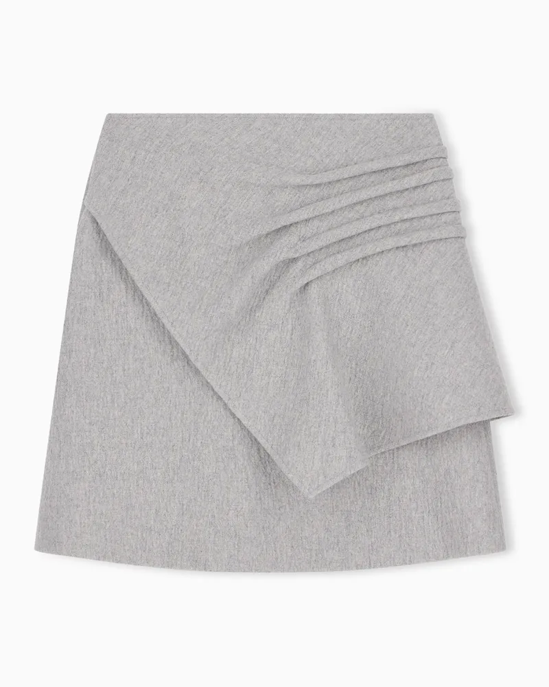 Emporio Armani Gonna in lana seersucker con zip invisibile sul fianco Grigio