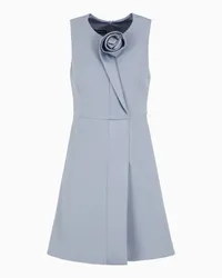 Emporio Armani OFFICIAL STORE Abito In Tessuto Tecnico Stretch Con Nervature E Dettaglio Rosa In Satin Azzurro