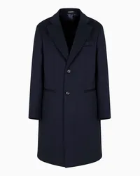 Emporio Armani OFFICIAL STORE Cappotto Doppiopetto In Beaver Di Lana Blu