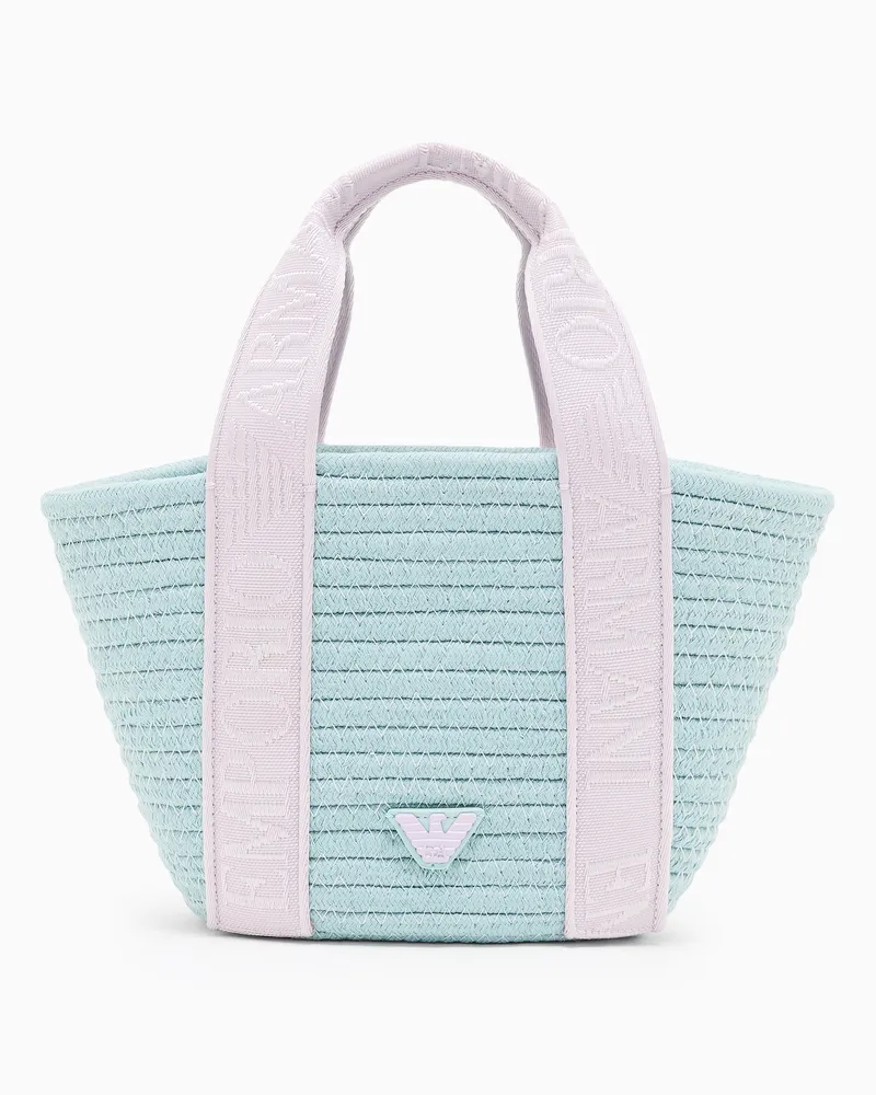 Emporio Armani Shopper in tessuto intrecciato Azzurro