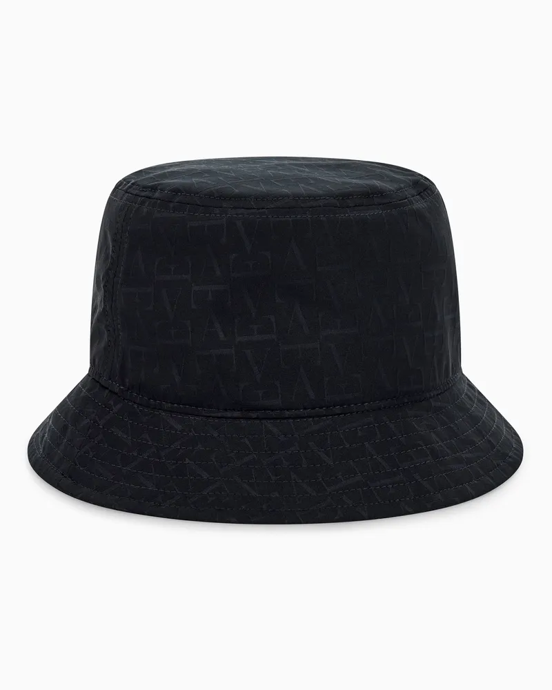 Emporio Armani Cappello bucket jacquard logato con fodera in cotone Blu
