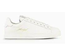 OFFICIAL STORE Sneakers In Pelle Con Logo Signature Gold