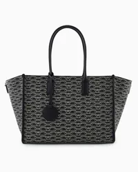 Emporio Armani OFFICIAL STORE Shopper Media Stampa Monogram All Over Nero