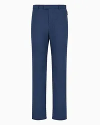 Emporio Armani OFFICIAL STORE Pantaloni In Tessuto Seersucker Tecnico Stampato Blu