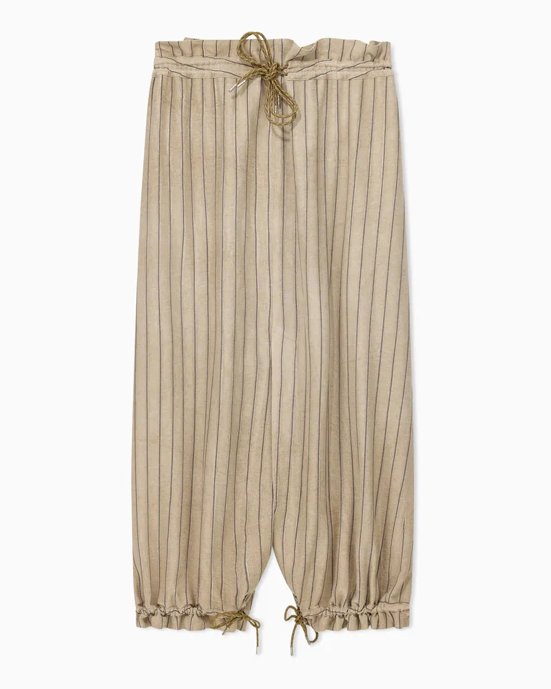 Emporio Armani Pantaloni jodhpur in tessuto canneté tinto a freddo Beige