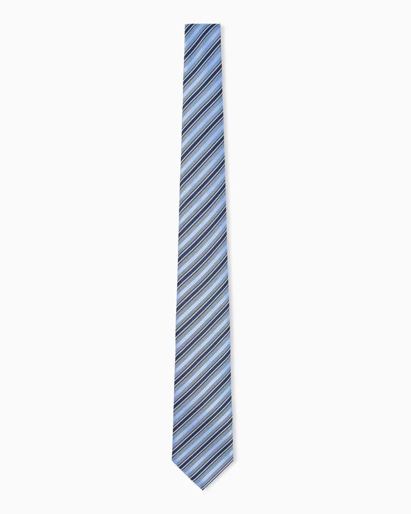 Emporio Armani Cravatta in seta con motivo a righe diagonali Azzurro
