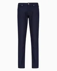 Emporio Armani OFFICIAL STORE Pantaloni J06 Slim Fit In Misto Cotone Micro Armaturato A Pois Blu