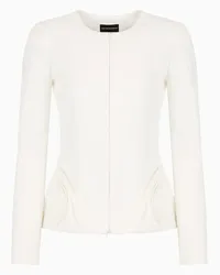 Emporio Armani OFFICIAL STORE Giacca Con Zip In Tessuto Punto Milano Stretch Con Drappeggi Laterali Bianco