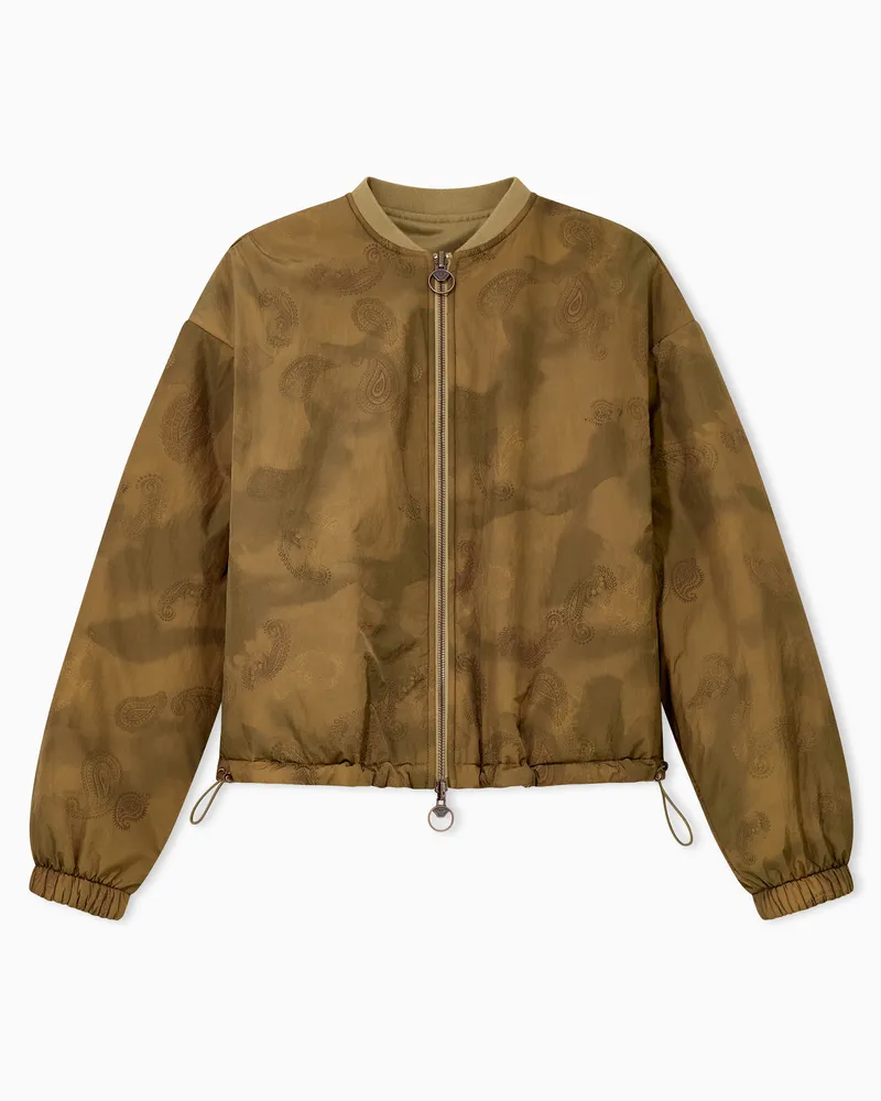 Emporio Armani Blouson reversibile in nylon wrinkle stampato Capsule Boteh Beige