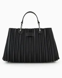 Emporio Armani OFFICIAL STORE Shopper Piccola Myea In Simil Nappa Plissé Riciclata Asv Nero