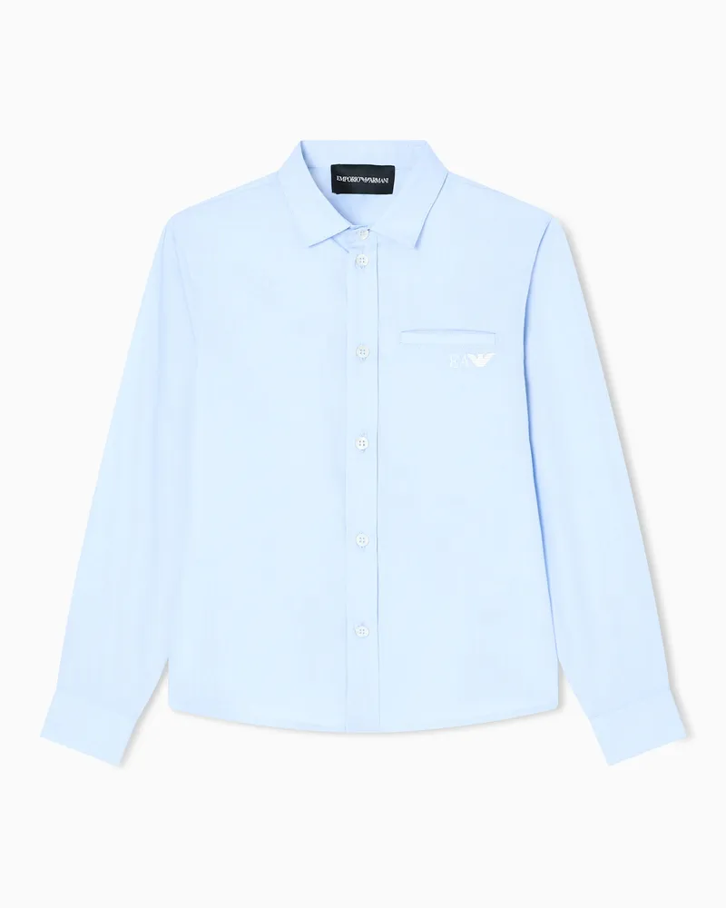 Emporio Armani Camicia in popeline con ricamo logo Azzurro