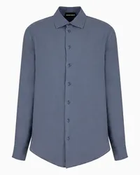 Emporio Armani OFFICIAL STORE Camicia Collo Francese In Lino Tinto Capo Blu