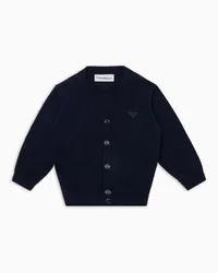 Emporio Armani OFFICIAL STORE Cardigan Scollo V In Cotone Punto Pannocchia Blu