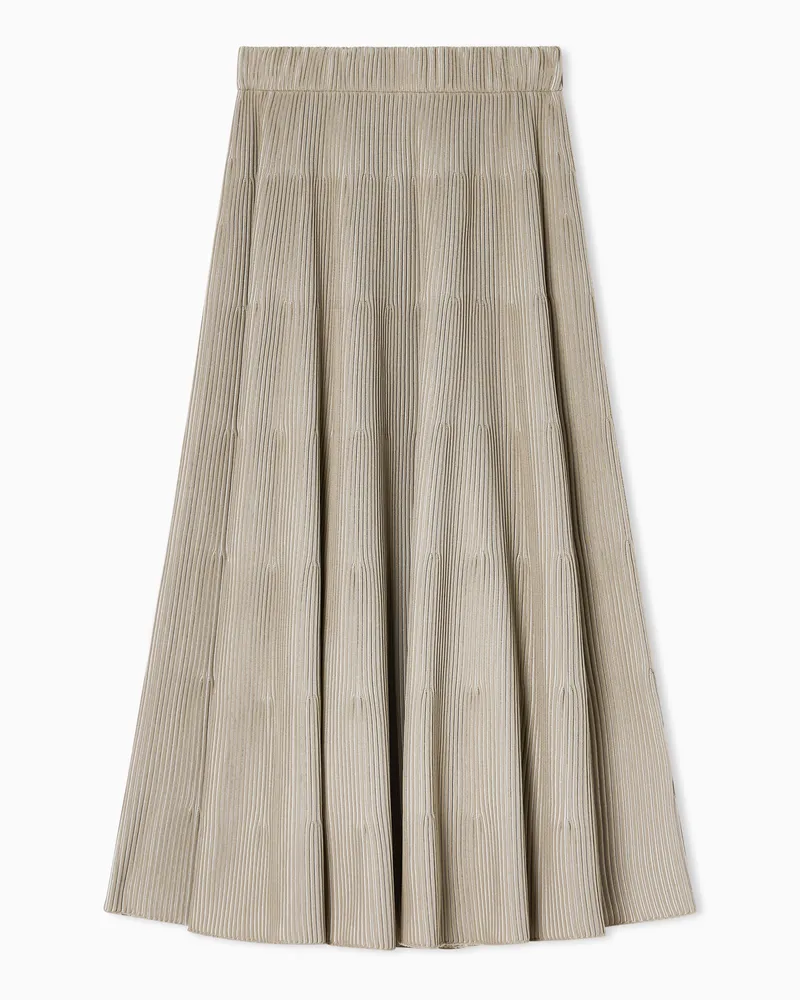 Emporio Armani Gonna lunga in maglia effetto intercoste Beige