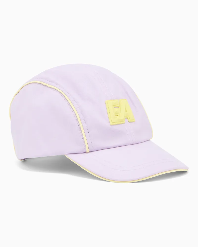 Emporio Armani Cappello da baseball in nylon con logo e piping Viola
