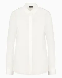 Emporio Armani OFFICIAL STORE Camicia In Seta Crepe De Chine Con Plissè Sul Retro Bianco