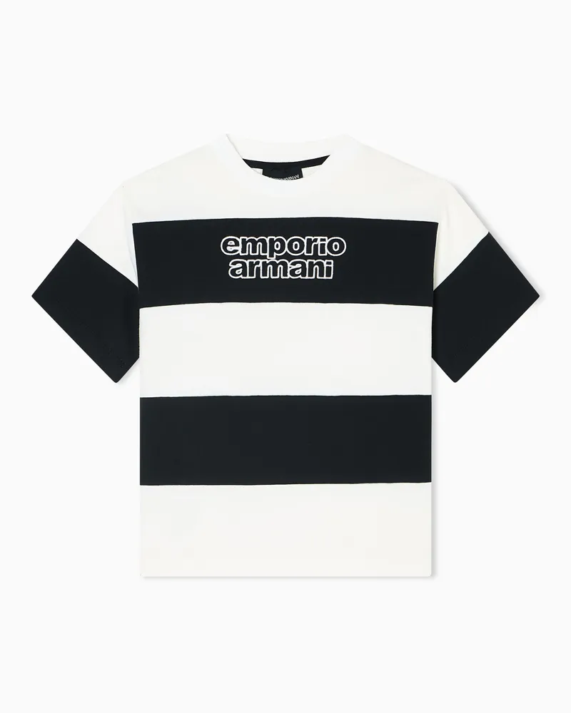 Emporio Armani T-shirt over fit in jersey heavy con motivo a righe ASV Blu