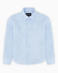 Emporio Armani OFFICIAL STORE Camicia In Lino Con Ricamo Aquila Azzurro