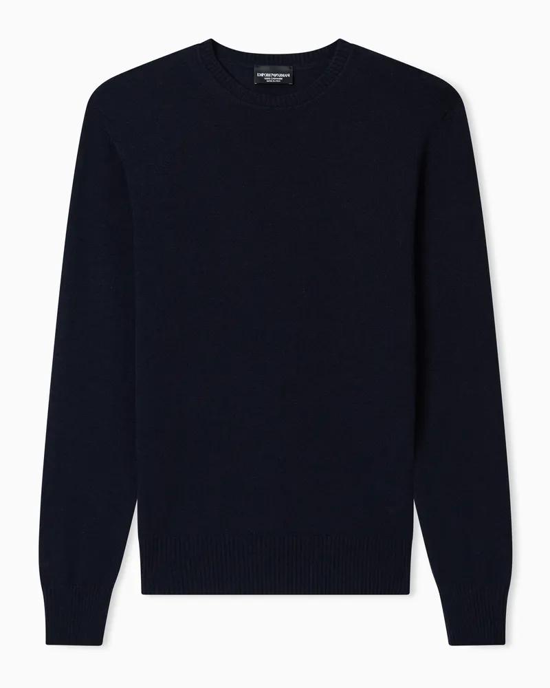 Emporio Armani Maglione in puro cashmere rasato Blu
