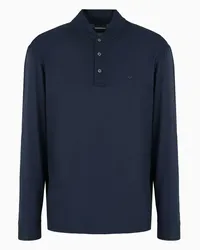 Emporio Armani OFFICIAL STORE Polo Collo Serafino In Jersey Misto Lyocell Asv Blu