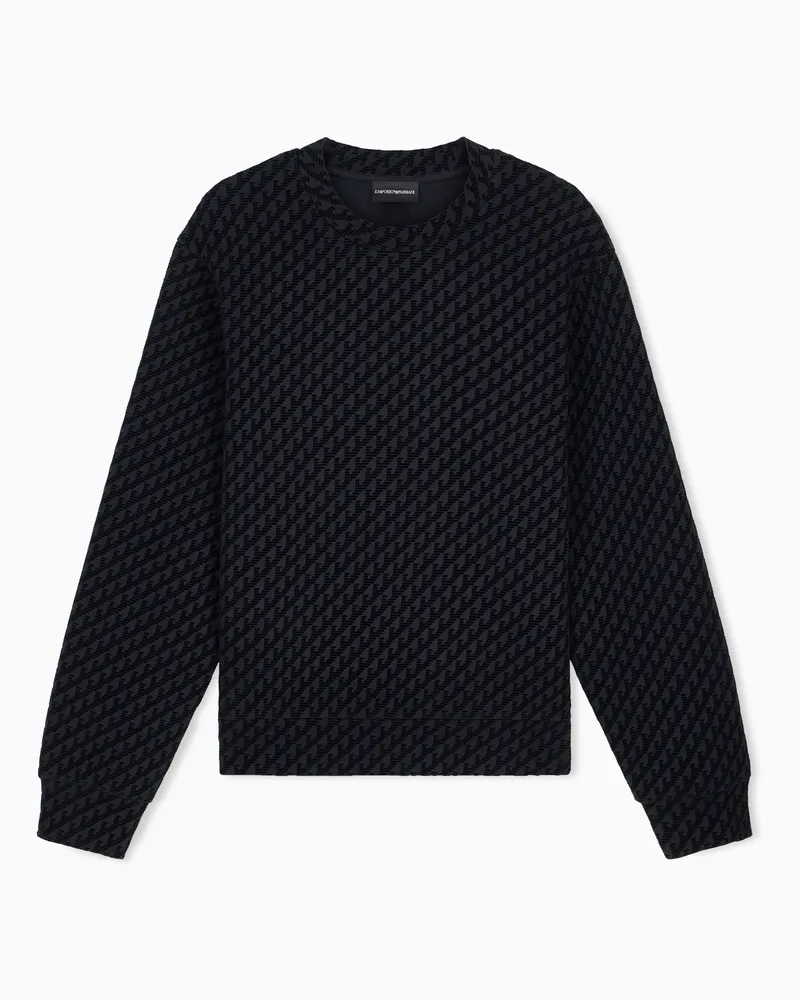 Emporio Armani Felpa in double jersey stampa logo all over Nero