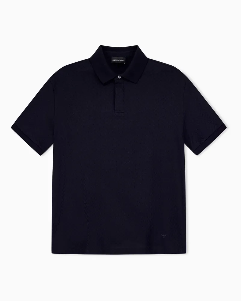 Emporio Armani Polo vestibilità regular in jersey jacquard di cotone Blu