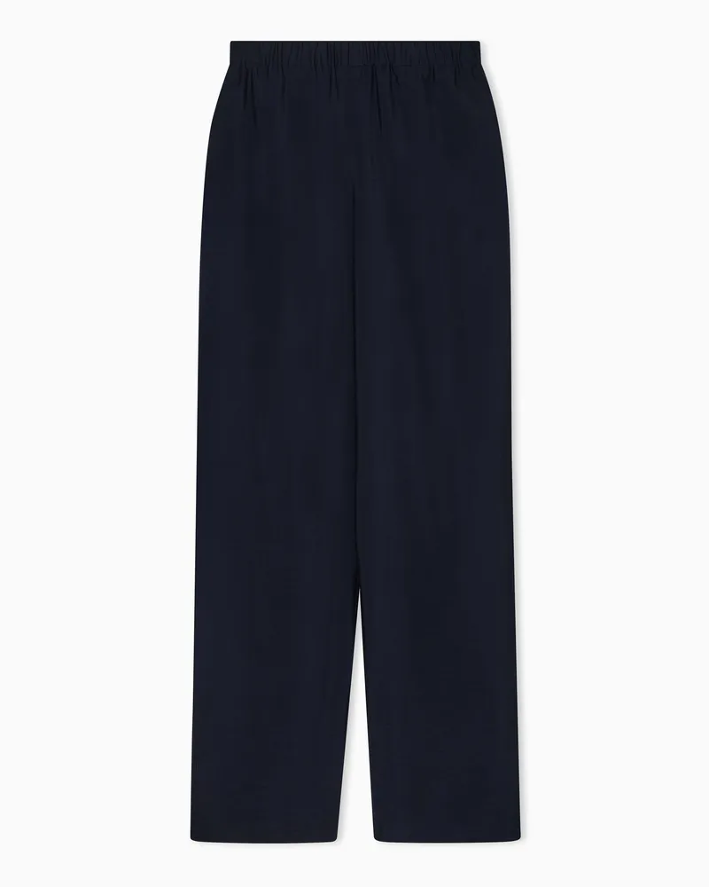 Emporio Armani Pantaloni a vita elastica in mussola di modal Icon Blu