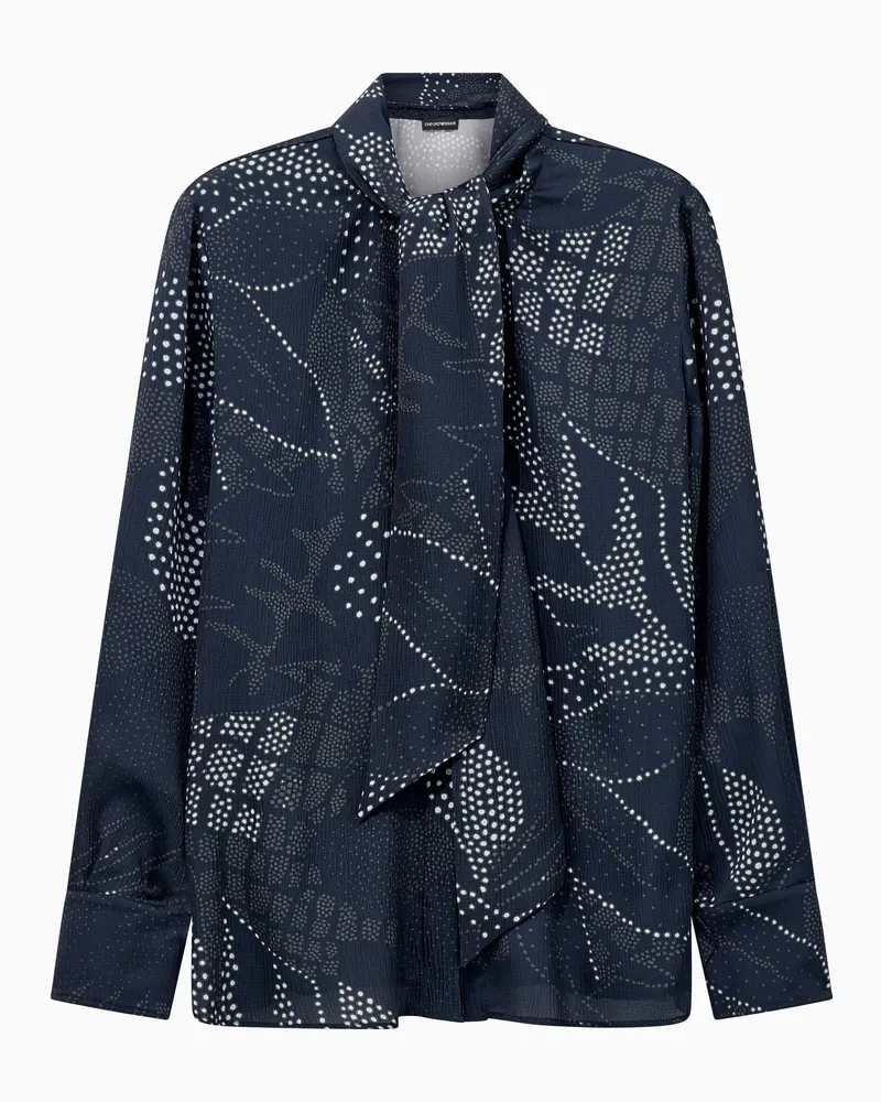 Emporio Armani Camicia in creponne a fiori e pois con fiocco Fantasia