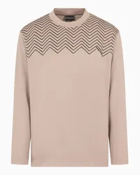 Emporio Armani OFFICIAL STORE Maglia In Jersey Misto Lyocell Con Dettaglio Chevron Flock Asv Beige