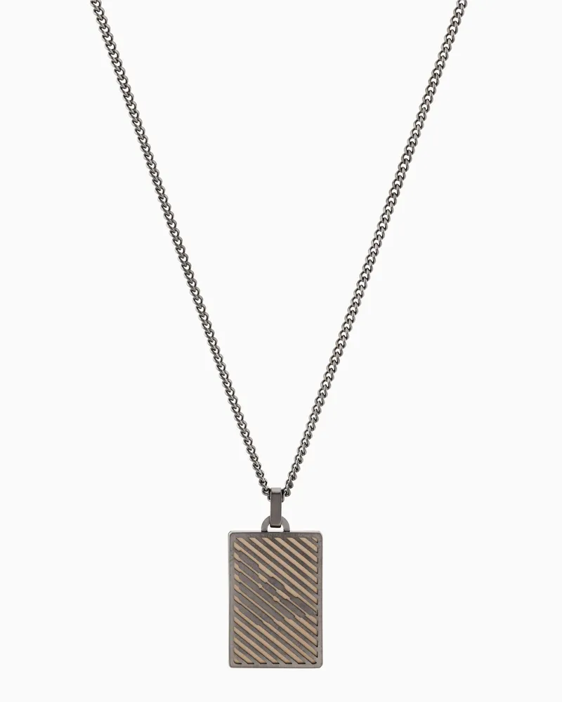Emporio Armani Collana con piastrina in acciaio inossidabile bicolore Multicolore