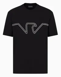 Emporio Armani OFFICIAL STORE T-shirt In Jersey Heavy Con Ricamo Logo A Rilievo Asv Nero