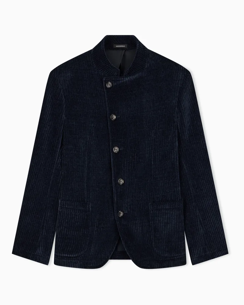 Emporio Armani Giacca in ciniglia a coste Capsule Signature Blu