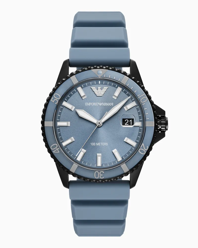 Emporio Armani Orologio World Explorer a tre lancette con data e silicone blu Multicolore