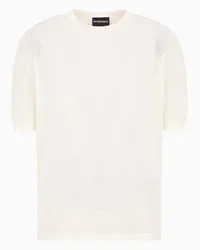 Emporio Armani OFFICIAL STORE Maglia A Punto Rete Con Fondo Logo Jacquard Beige