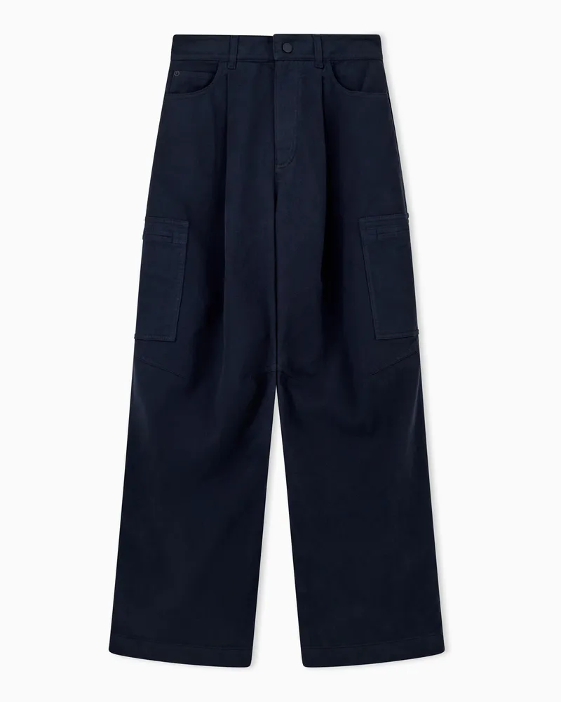 Emporio Armani Pantaloni 5 tasche over in drill elasticizzato tinto capo Blu